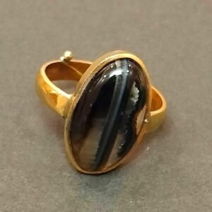 High Quality Certified Sulemani Hakik Stone Ring In Brass With Certificate(सुलेमानी हकीक स्टोन रिंग) | Size- Adjustable | Weight- 5.49 gram