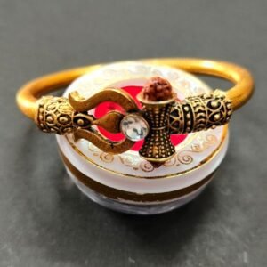 Mix Metal Trishul Damru Bahubali Golden Kada (त्रिशूल डमरू गोल्डन कड़ा) | Size- Adjustable