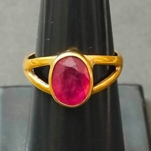 Certified Ruby(Maanik) Ring In Panchdhatu (पंचधातु रूबी रिंग), Stone Weight- 4.40 carat, Ring Size-19