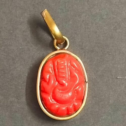 High Quality Panchdhatu Munga Ganesh Locket(पंचधातु मूंगा गणेश लॉकेट)