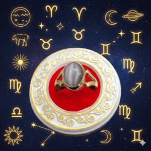 Panchdhatu Lahsuniya Ring(पंचधातु लहसुनिया रिंग), size- 19, 20